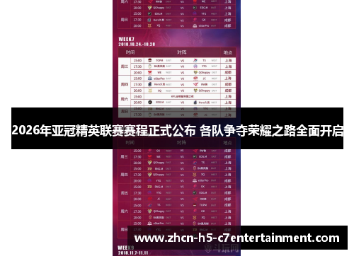 2026年亚冠精英联赛赛程正式公布 各队争夺荣耀之路全面开启